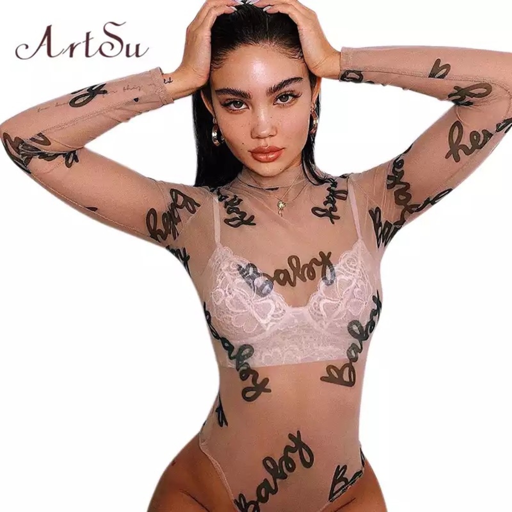 Mesh Long sleeve bodycon, bodysuit